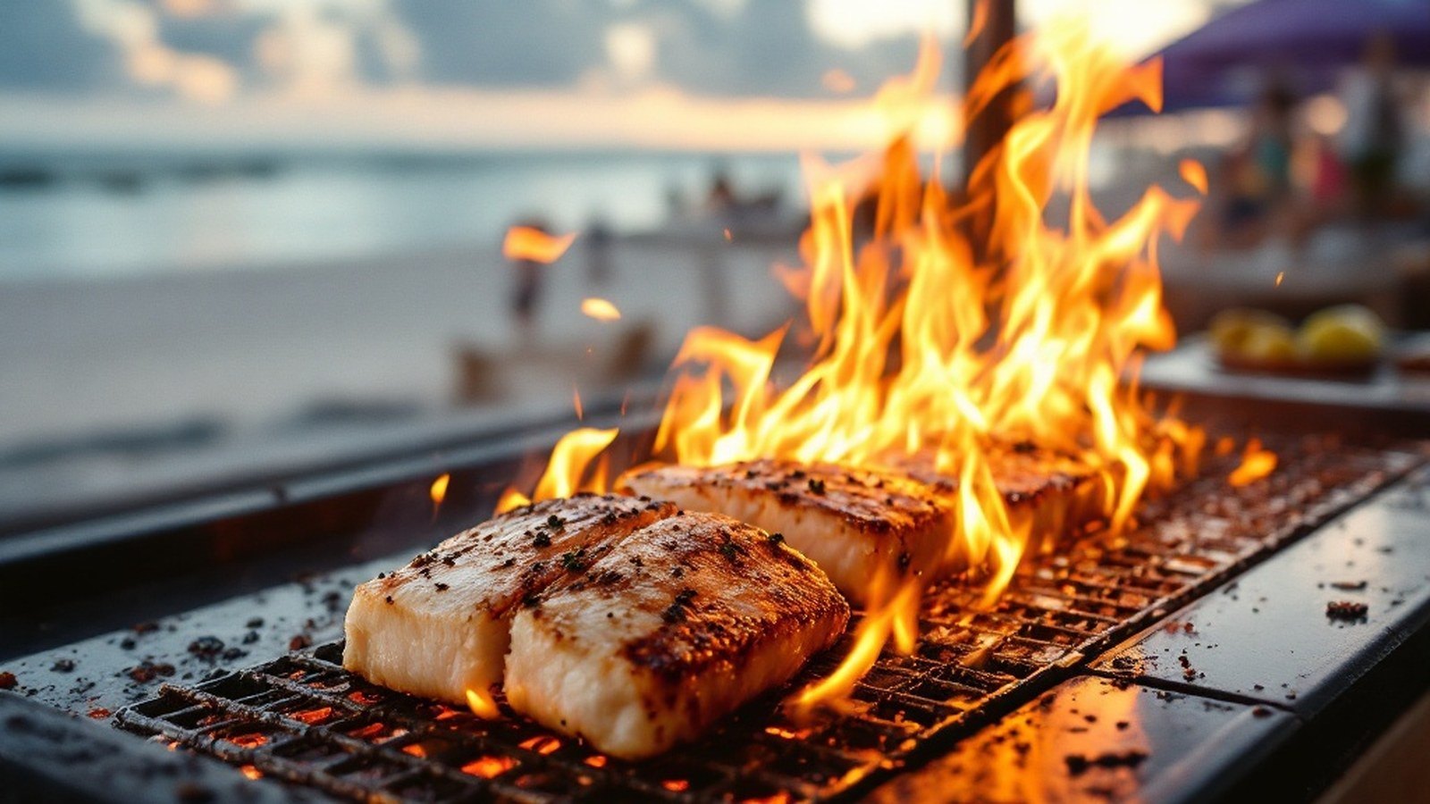 Robata grill with black cod and open flame